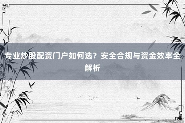 专业炒股配资门户如何选？安全合规与资金效率全解析