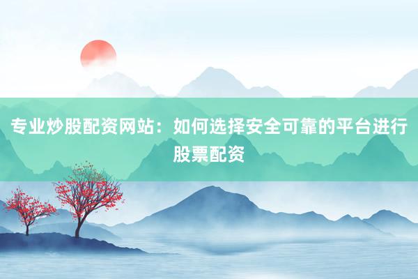 专业炒股配资网站：如何选择安全可靠的平台进行股票配资